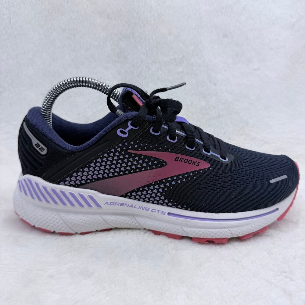 Brooks Adrenaline GTS 22 Womens Running Shoes Black Purple Pink Size 8 Athletic